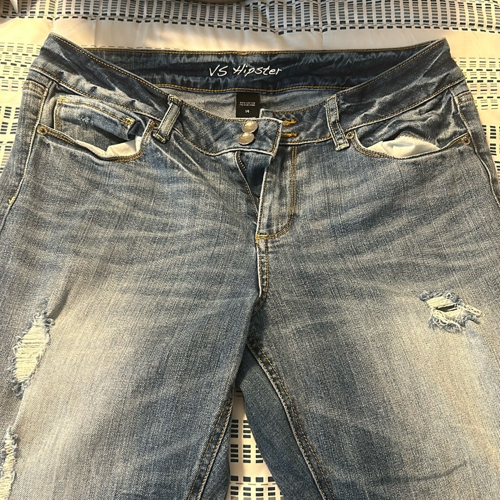 Victoria secret jeans since 14 boot cut distressed almost new